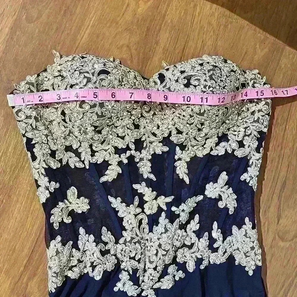 Glow By Colors Womens Corset Sequin Semi Sheer Strapless Jovani Evening Dress 6 - Picture 5 of 16